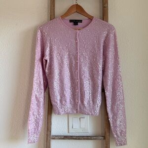 Ralph Lauren Black Label Lilac All Over Sequined Cashmere Cardigan NWT Sz: Med